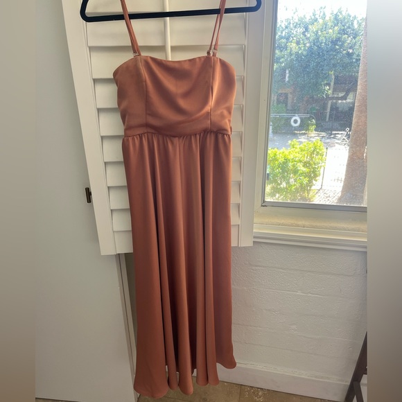BHLDN Elise Straight Neck Satin A-Line Gown - Picture 4 of 7